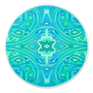Aquamarine Arabesque Bohemian Mönster Knopp