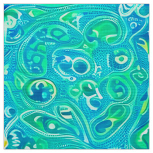 Aquamarine Arabesque Bohemian Mönster Tyg