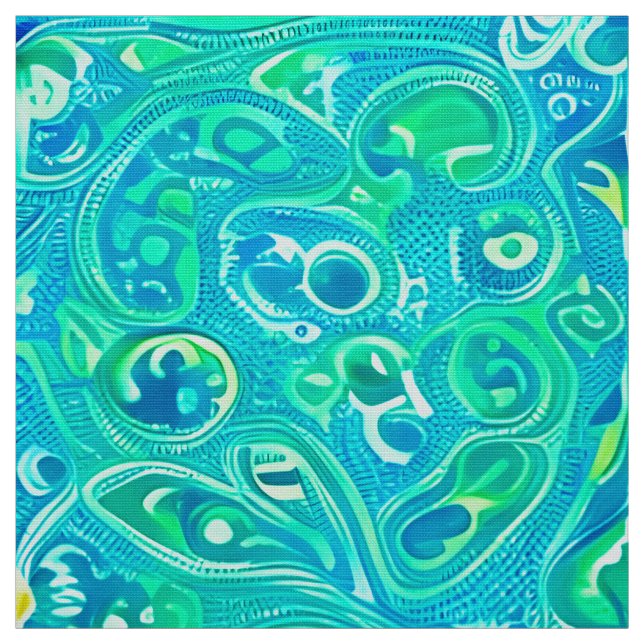 Aquamarine Arabesque Bohemian Mönster Tyg (Provkarta)