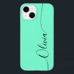 Aquamarine Black Elegant Calligraphy Script Namn<br><div class="desc">Den svarta Calligraphy-Anpassningsbarna i Aquamarine Elegant Namn Personlig iPhone 14 Smart Phone Case har en modern och enkel design för trendig och snyggt med personlig namn i elegant-handskriven calligraphy-skripttypografi på akamarin-bakgrund. Designad av ©Evco Studio www.zazzle.com/store/evcostudio</div>