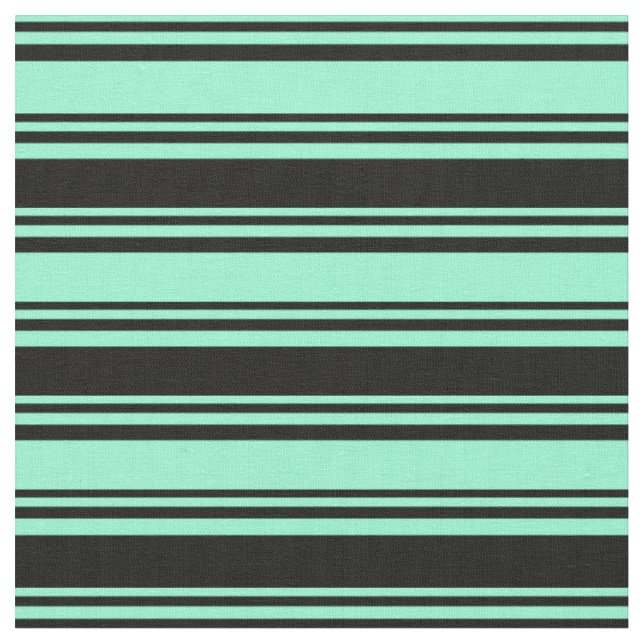 Aquamarine & Black Färgad Mönster Tyg (Närbild)
