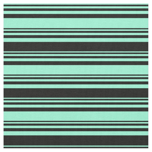 Aquamarine & Black Färgad stripe/lind Mönster Tyg (Närbild)