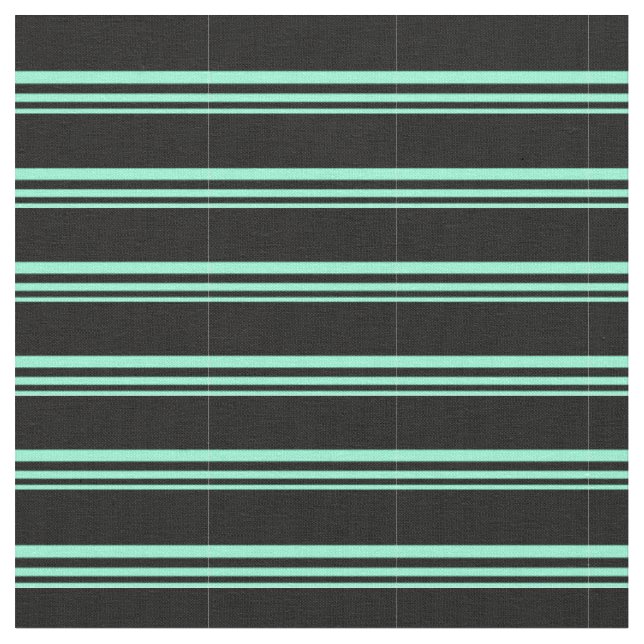 Aquamarine & Black Färgad stripe/lind Mönster Tyg (Närbild)