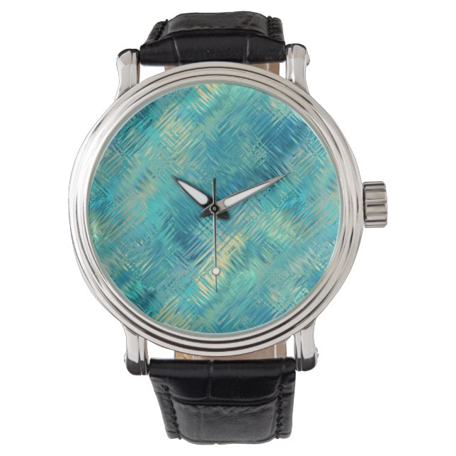 Aquamarine Blue Crystal Gel Struktur Armbandsur (Framsida)