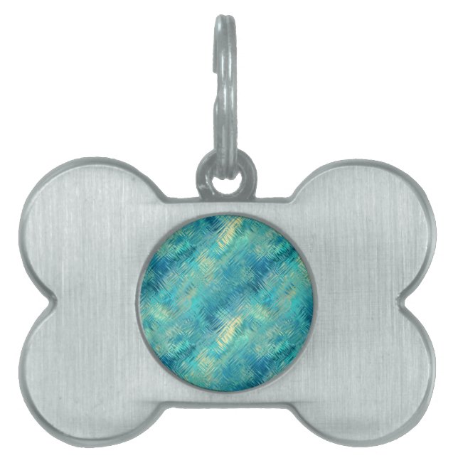 Aquamarine Blue Crystal Gel Struktur Namnbricka Husdjur (Framsidan)