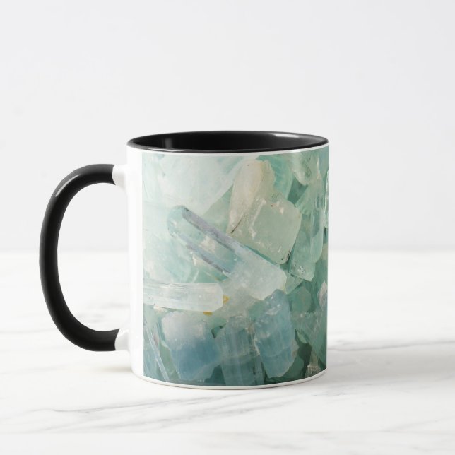 Aquamarine Blue Crystal Gemstone Birthstone Mugg (Vänster)