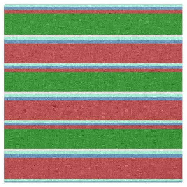 Aquamarine, Blue, Red, Grönt & Beige Färgad Tyg (Närbild)