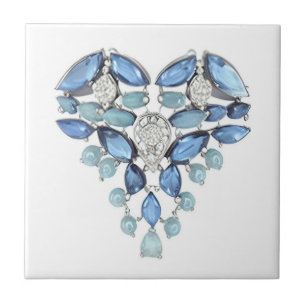 Aquamarine blue silver diamant kärlek kakelplatta
