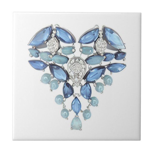 Aquamarine blue silver diamant kärlek kakelplatta (Framsidan)