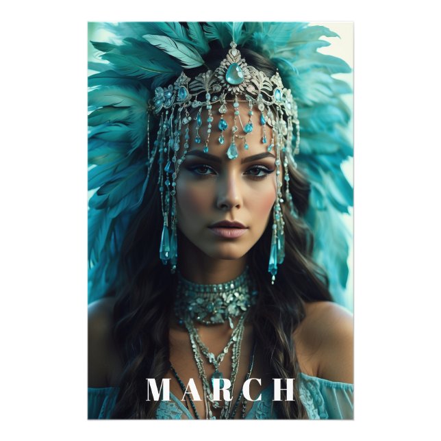 *~ AQUAMARINE Boho Headdress AP53 MARCH Fototryck (Framsidan)