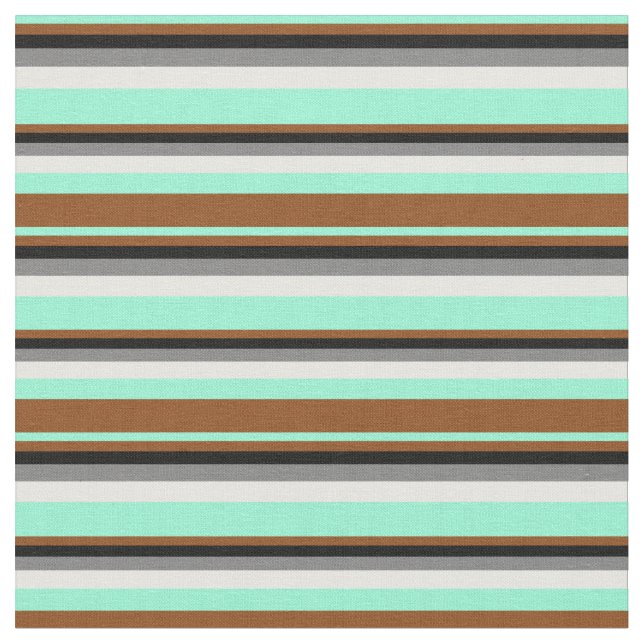Aquamarine, Brown, Black, Grått och Mint Cream Tyg (Närbild)