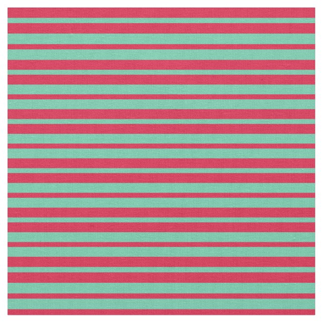 Aquamarine & Crimson Färgad Linjer Tyg (Närbild)