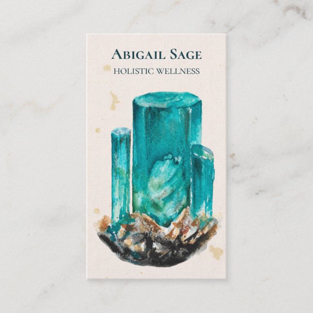 Aquamarine Crystal Holistic Andlig Yoga Visitkort (Framsida)