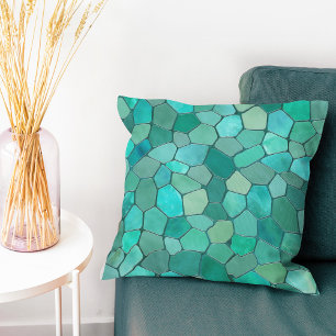 Aquamarine Cyan Mosaic Kudde