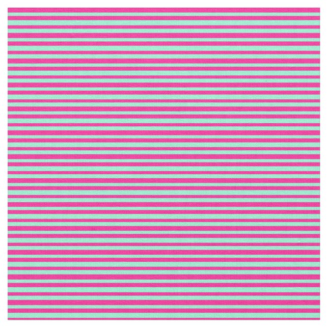 Aquamarine & Deep Rosa Färgad Rand Tyg (Närbild)