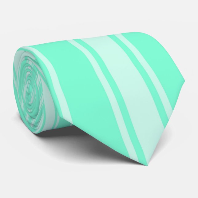 Aquamarine Färg Rand Funky Mönster Slips (Rullad)