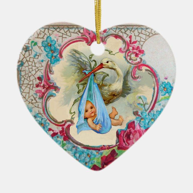 Aquamarine för blått för MONOGRAM för Julgransprydnad Keramik (Framsidan)