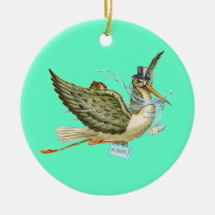 Aquamarine för blått för MONOGRAM för Julgransprydnad Keramik