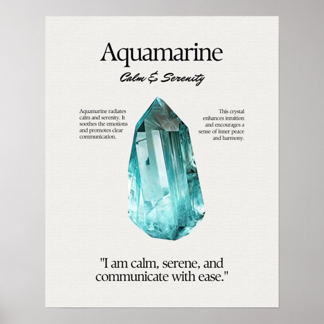 Aquamarine Gem Crystal Meskort Poster (Framsidan)