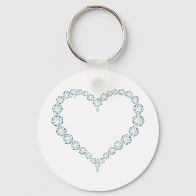 Aquamarine Gem Heart Nyckelring (Framsida)