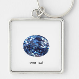 Aquamarine Gemstone, Himlar Blue Fyrkantig Silverfärgad Nyckelring