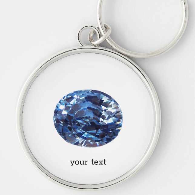 Aquamarine Gemstone, Himlar Blue Rund Silverfärgad Nyckelring (Framsidan)