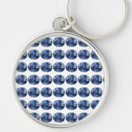 Aquamarine Gemstone, Himlar Blue Rund Silverfärgad Nyckelring