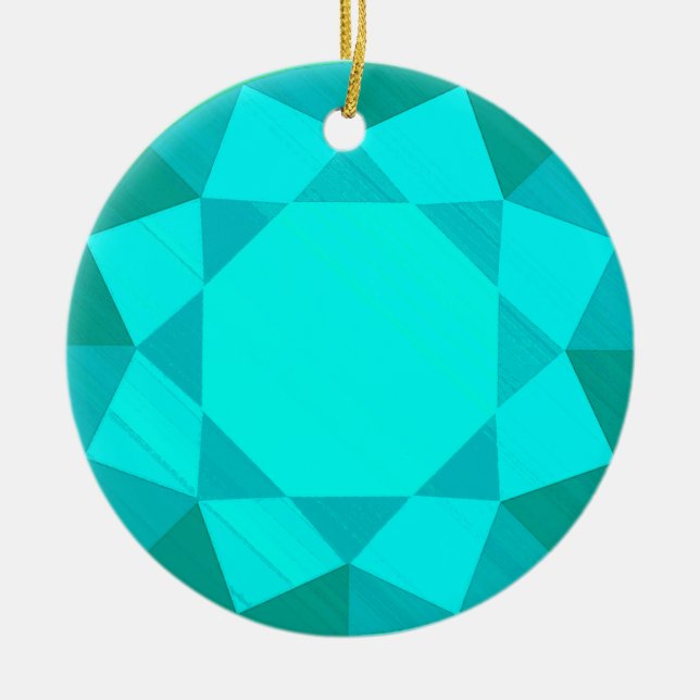 Aquamarine Gemstone/Jewel Graphic Image Julgransprydnad Keramik (Framsidan)