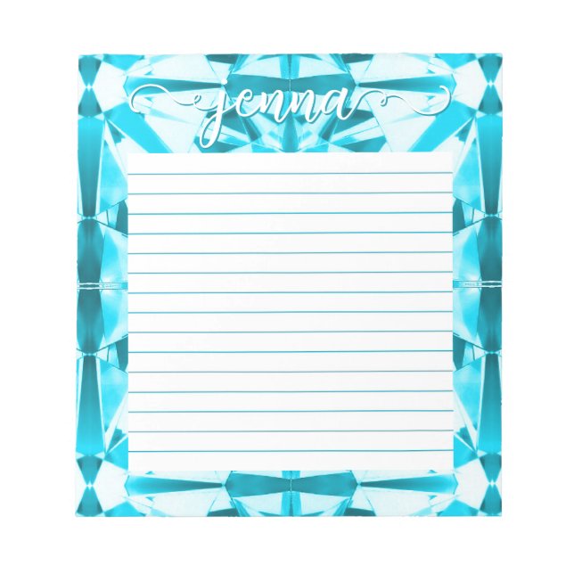 Aquamarine Gemstone Linten Personlig Anteckningsblock (Framsida)