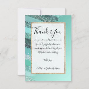 Aquamarine Grönt Blue Glitter Painting Brushstroke Tack Kort