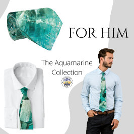 Aquamarine Grönt Crystal Gemstone Älskare Neck Tie Slips
