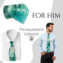 Aquamarine Grönt Crystal Gemstone Älskare Neck Tie