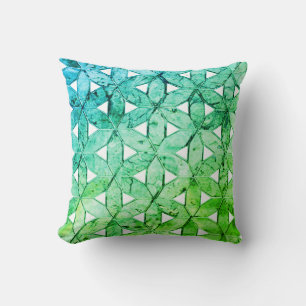 Aquamarine grönt Mosaic Livslblomma Kudde
