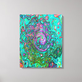 Aquamarine Groovy Abstrakt Retro Liquid Swirl Canvastryck