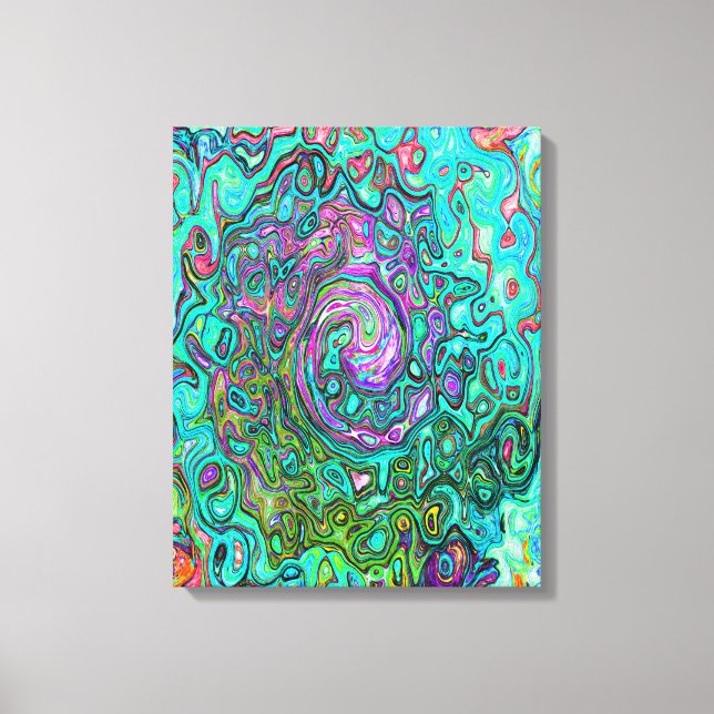 Aquamarine Groovy Abstrakt Retro Liquid Swirl Canvastryck (Framsida)