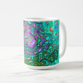 Aquamarine Groovy Abstrakt Retro Liquid Swirl Kaffemugg