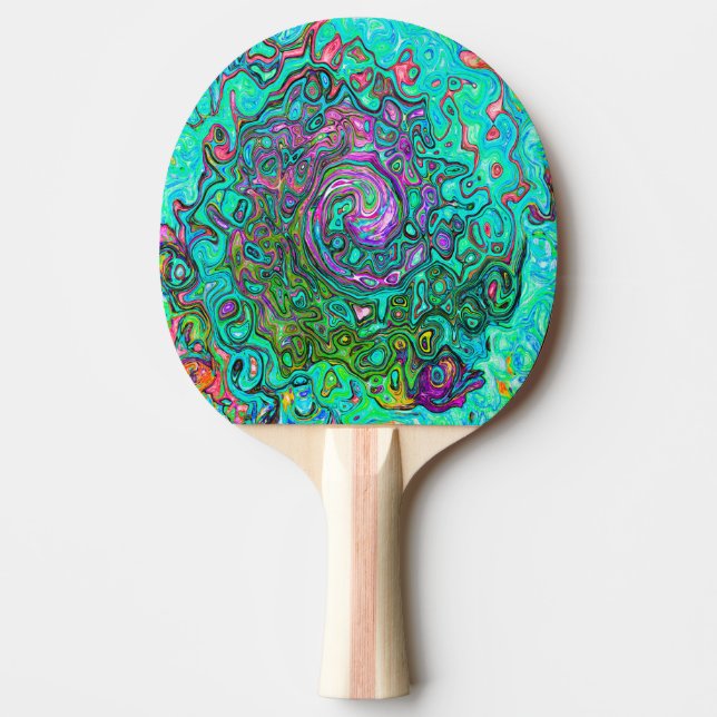 Aquamarine Groovy Abstrakt Retro Liquid Swirl Pingisracket (Framsidan)