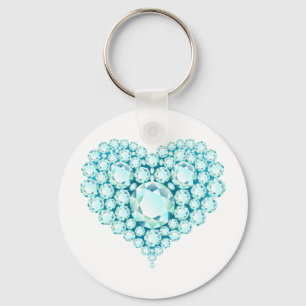 Aquamarine Heart Gems Nyckelring