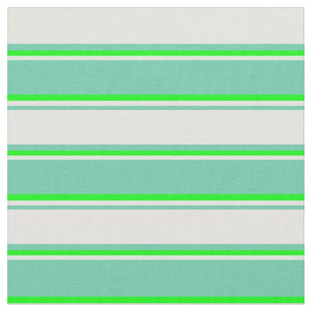 Aquamarine, Light Gult & Lime Färgad Rand Tyg (Närbild)