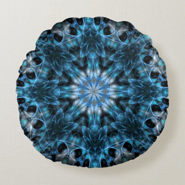 Aquamarine Meditation Rund Kudde (Framsidan)