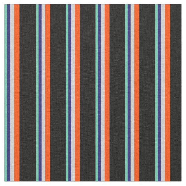 Aquamarine, Midnight Blue, Light Grått, Red & Blac Tyg (Närbild)