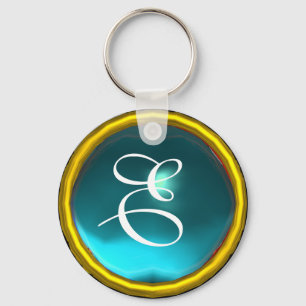 AQUAMARINE MONOGRAM, blå gult Nyckelring
