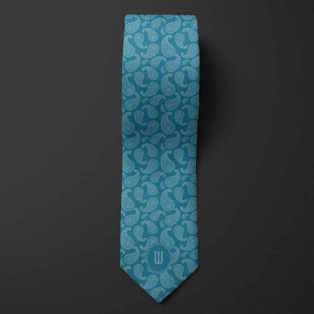 Aquamarine Monokrome Monogram Paisley Slips (Skapare uppladdad)