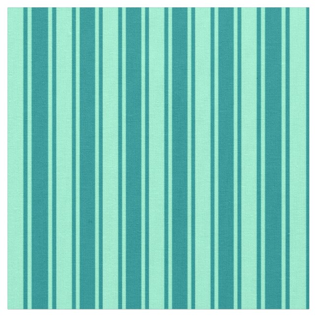Aquamarine & Mörk Cyan Lining Mönster Tyg (Närbild)
