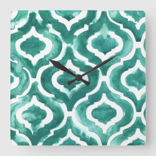 Aquamarine Motif IV Fyrkantig Klocka