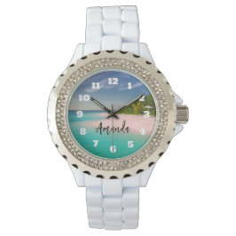 Aquamarine Ocean Tropical Beach Personalized Armbandsur