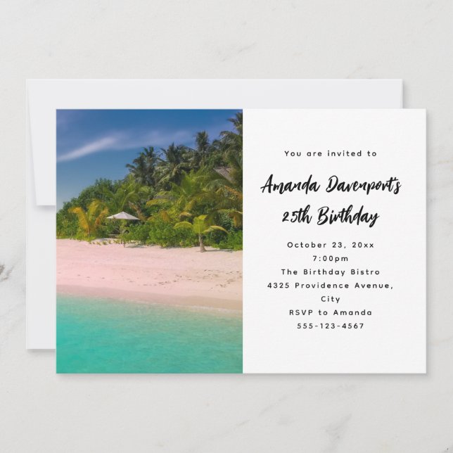 Aquamarine Ocean Tropical Beach Scenic Birthday Inbjudningar (Framsida)