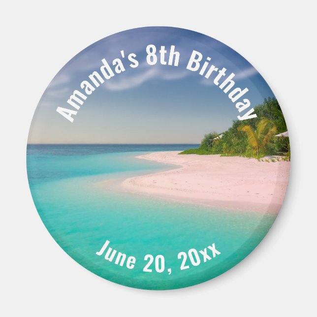Aquamarine Ocean Tropical Beach Scenic Birthday Magnet (Framsidan)