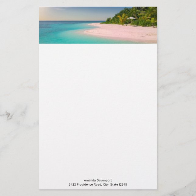 Aquamarine Ocean Tropical Beach Scenic Brevpapper (Framsida)