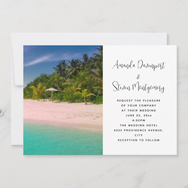 Aquamarine Ocean Tropical Beach Wedding Inbjudningar (Framsida)